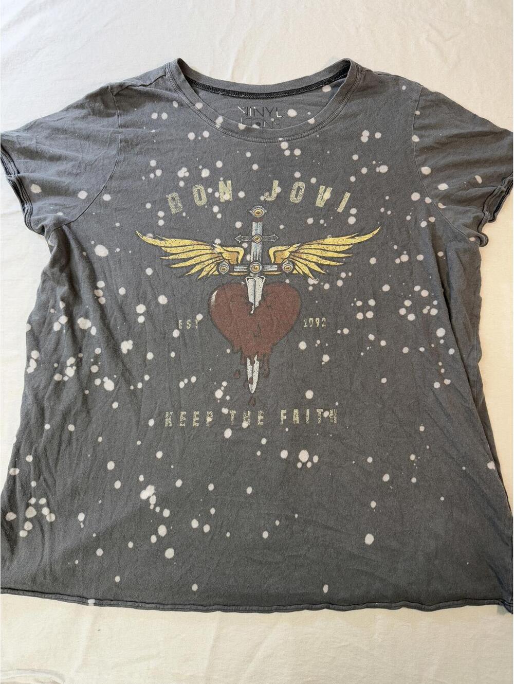 Cute Bon Jovi Faded T-shirt Vinyl Icons Boxy Heart & Dagger
